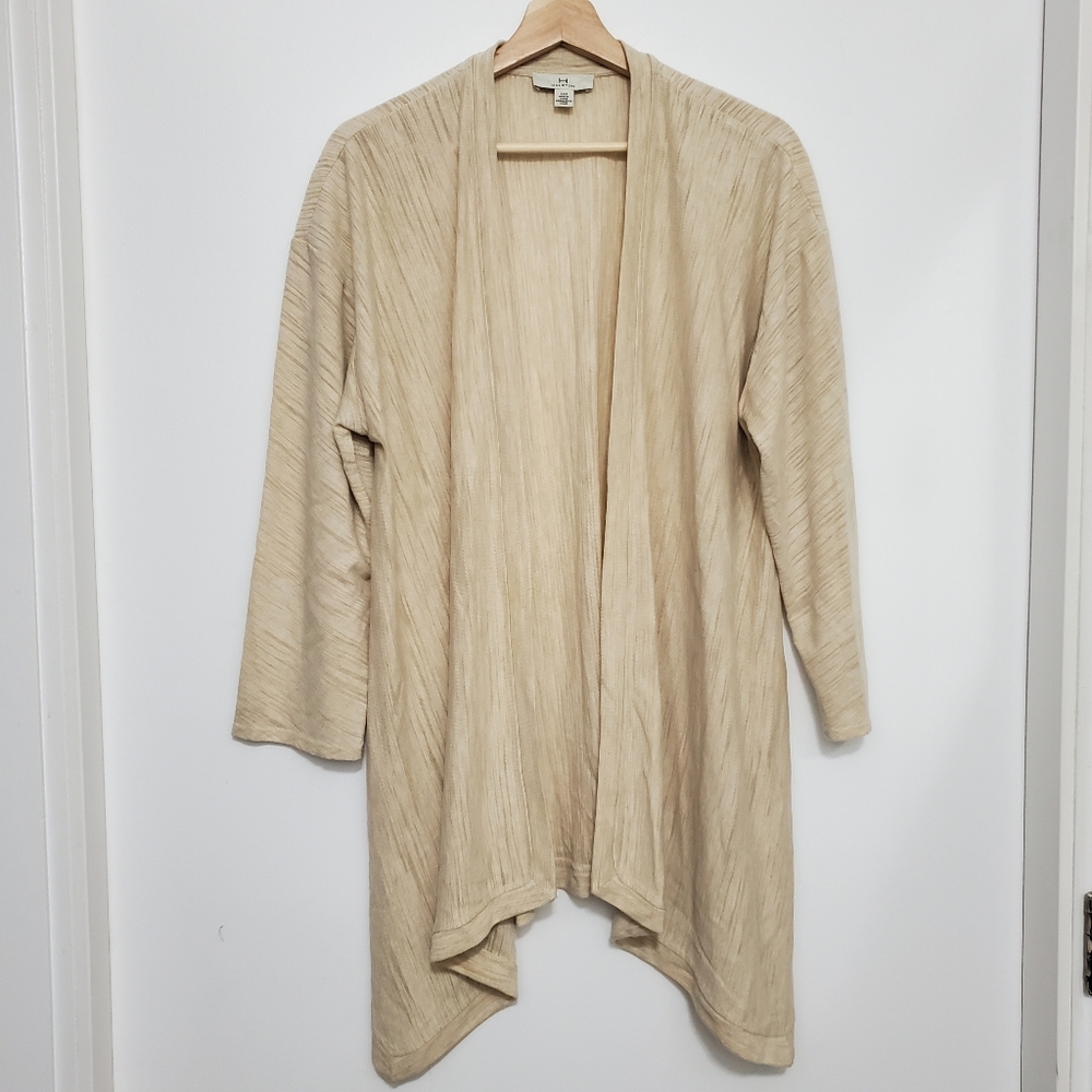 H By Halston Large Cardigan Flowy Open Front Lightweight Sweater Cream Oversized